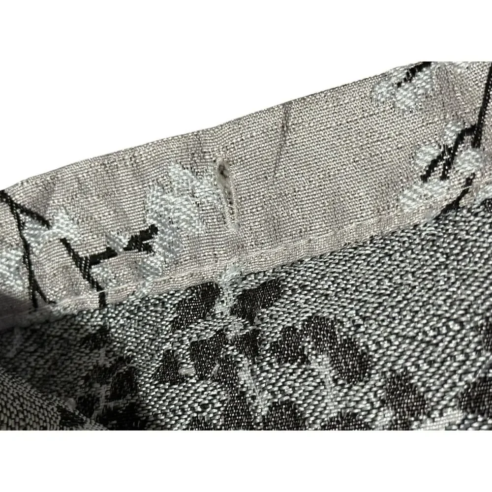 ThreadHouse Metallic Cherry Blossom Shower Curtain Silver Black Print Faux Silk